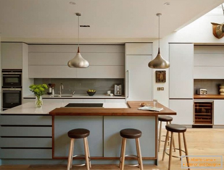Modern kitchen design with an island-bar counter