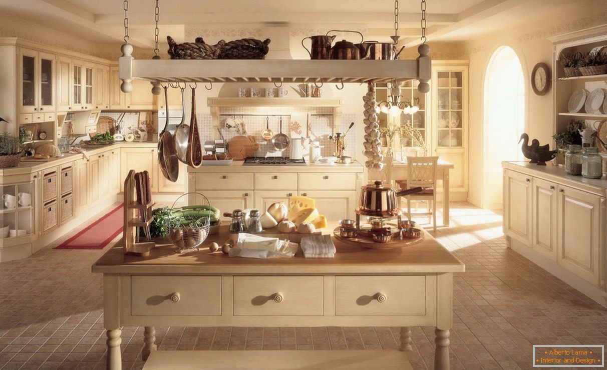 Kitchen in country style with light furniture