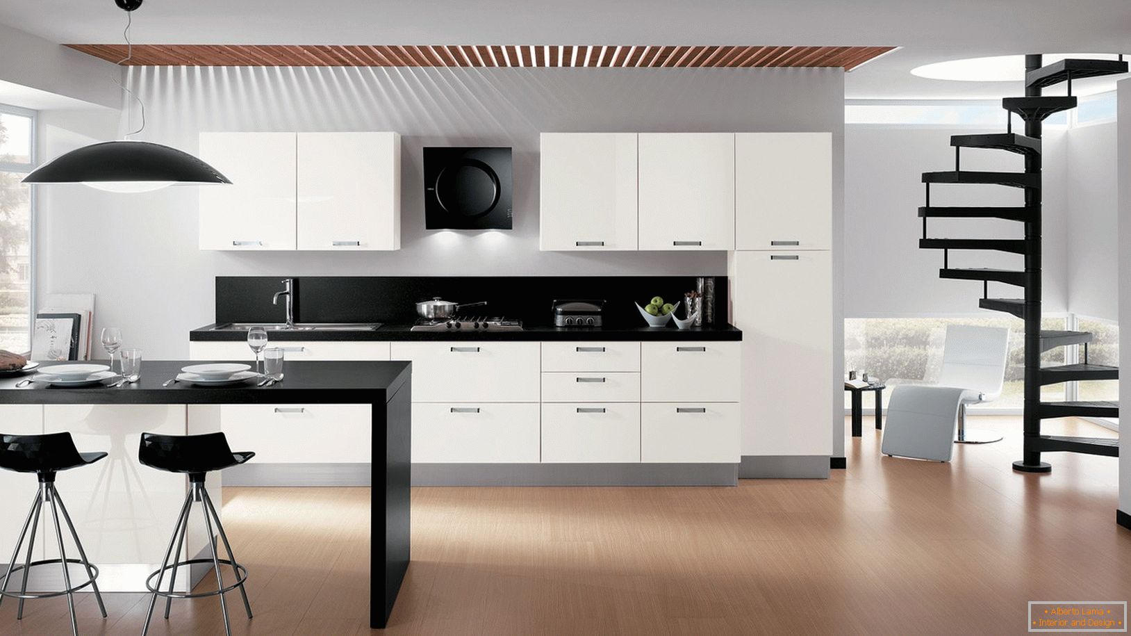 Kitchen design in minimalism style