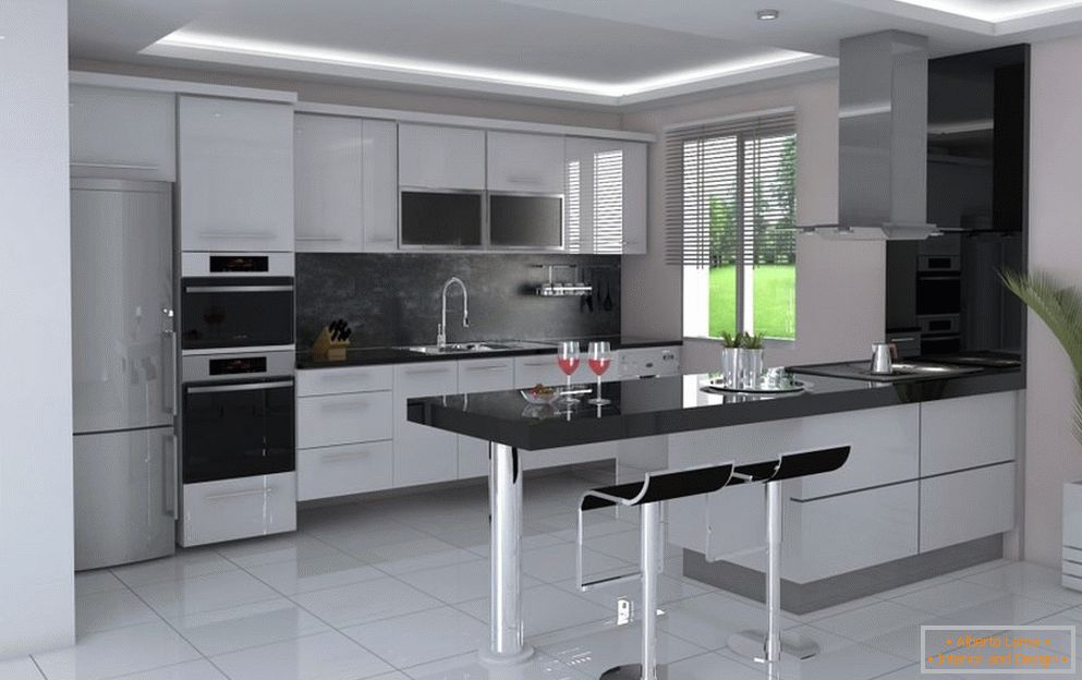 U-shaped kitchen in one style