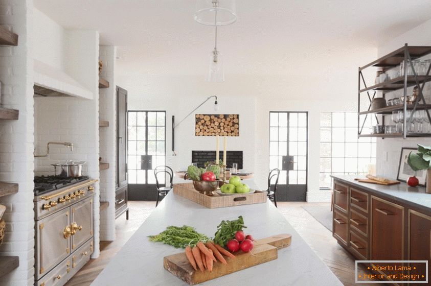Beautiful interior design of the kitchen in white tones