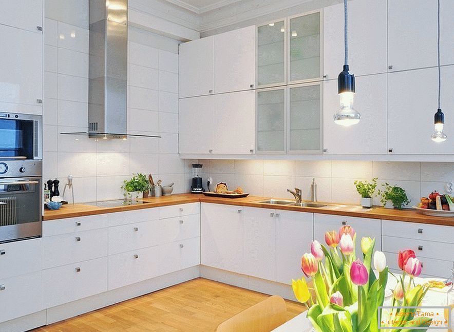 Kitchen interior in white color