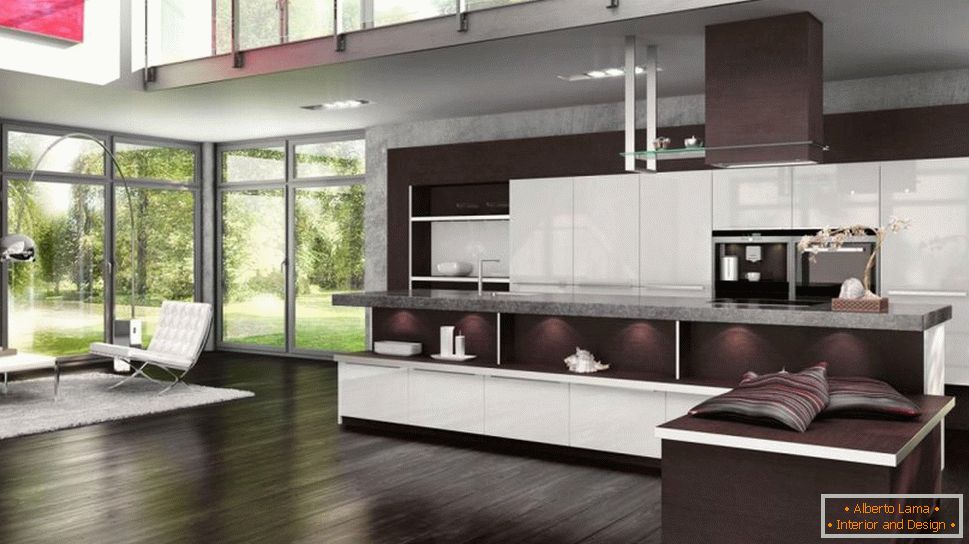 Kitchen in white-brown color