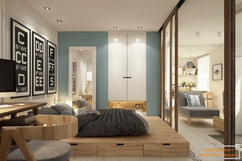 Design of an apartment of 40 square meters. m.