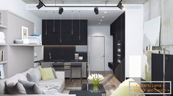 Stylish design studio apartment 30 sq m in loft style