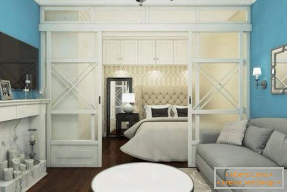 Design studio apartment 40 sq m in classic style