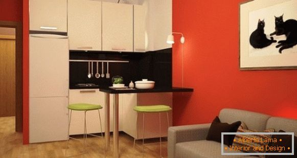 Modern design studio apartment 25 sq. M - photo kitchen living room