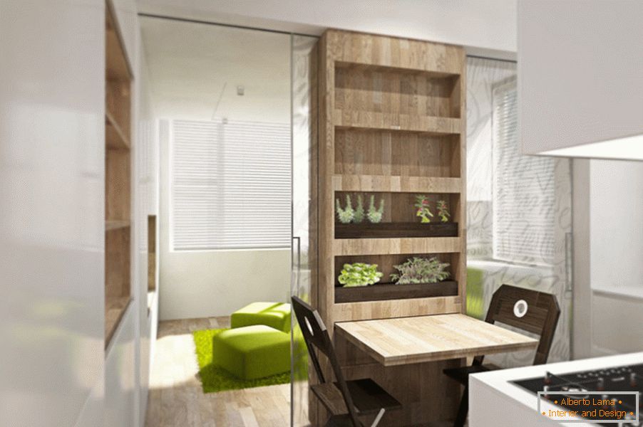 Apartment design transformer: dining area in the kitchen