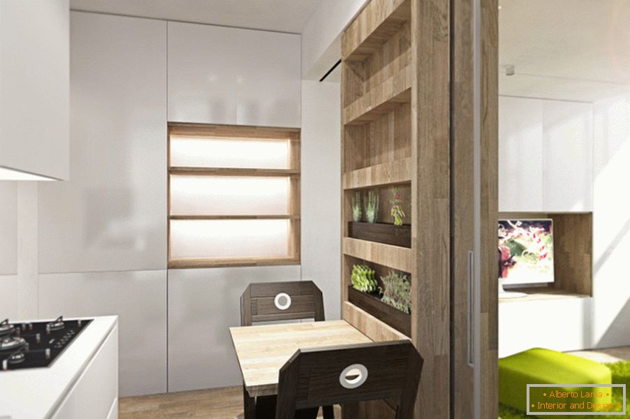 Apartment design transformer: kitchen with dining area