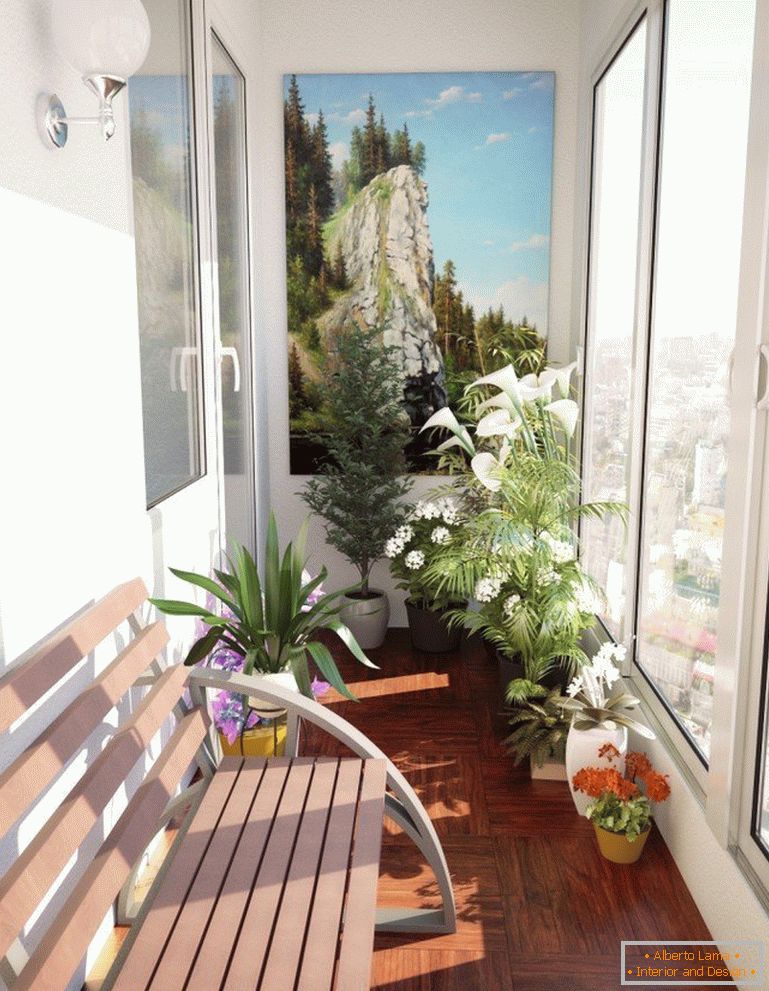 Decoration of a loggia with flowers