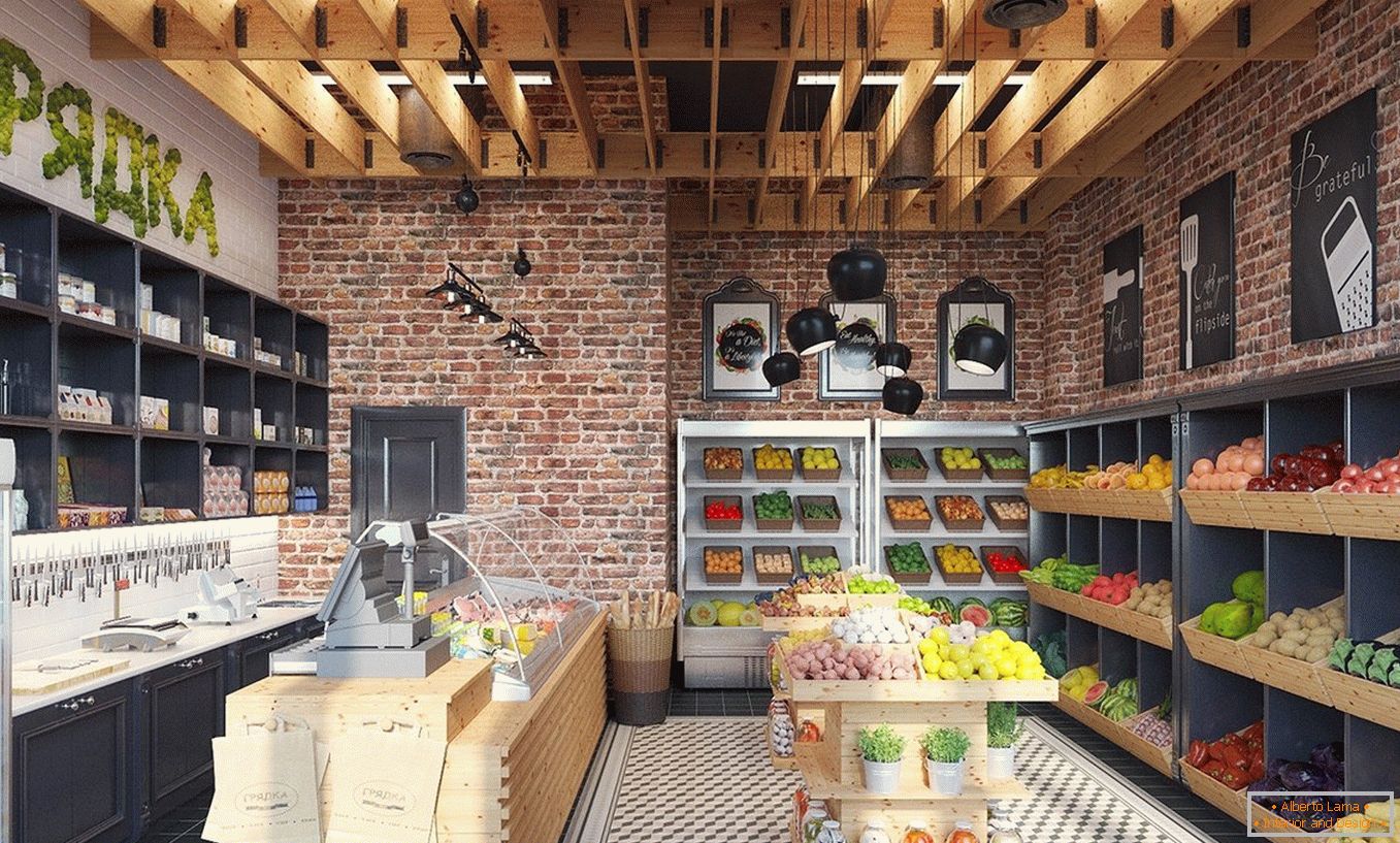 Grocery store in loft style
