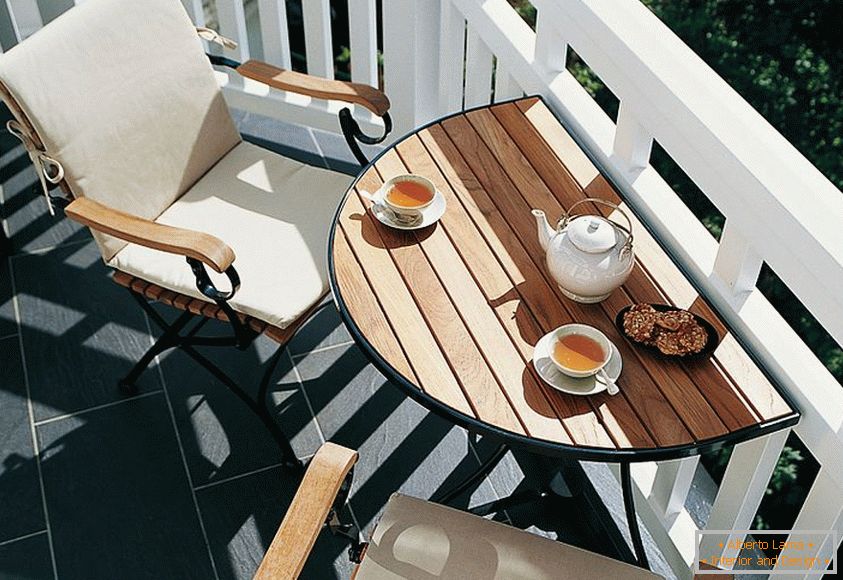 Place for coffee on a small balcony