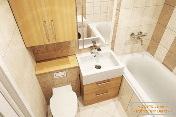 Design of a combined bathroom - a linear layout