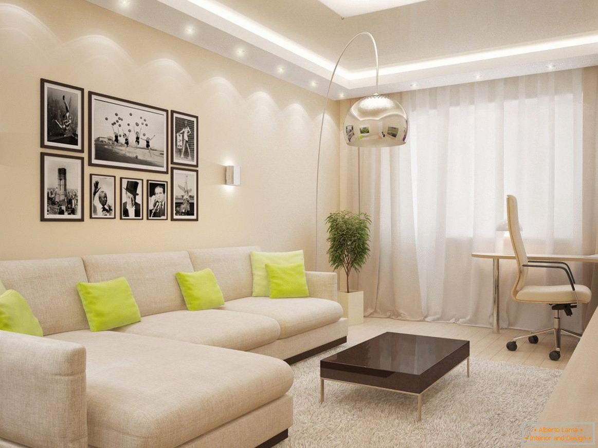 Ceiling fixtures in a small living room