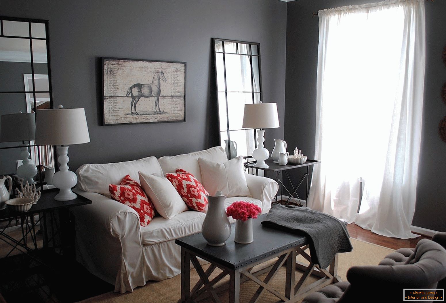 Gray decor of a small living room