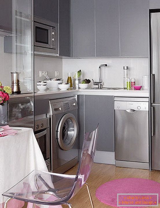 Small kitchen in gray color