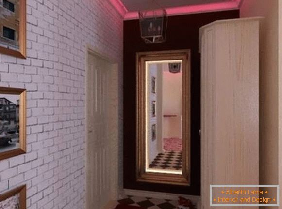 Loft design of a small apartment in Khrushchev - interior of the hallway