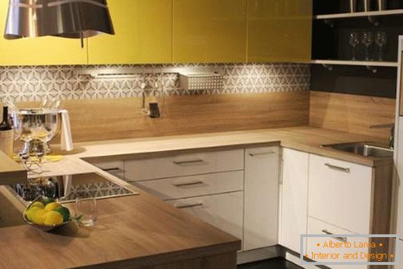 Beautiful kitchen in the design of a small apartment of 30 sq m