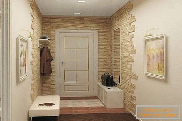 hallway design with decorative stone, photo 28