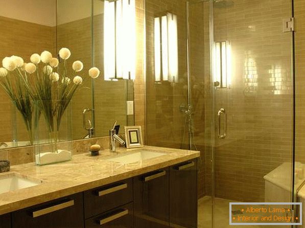 Modern bathroom with glass shower