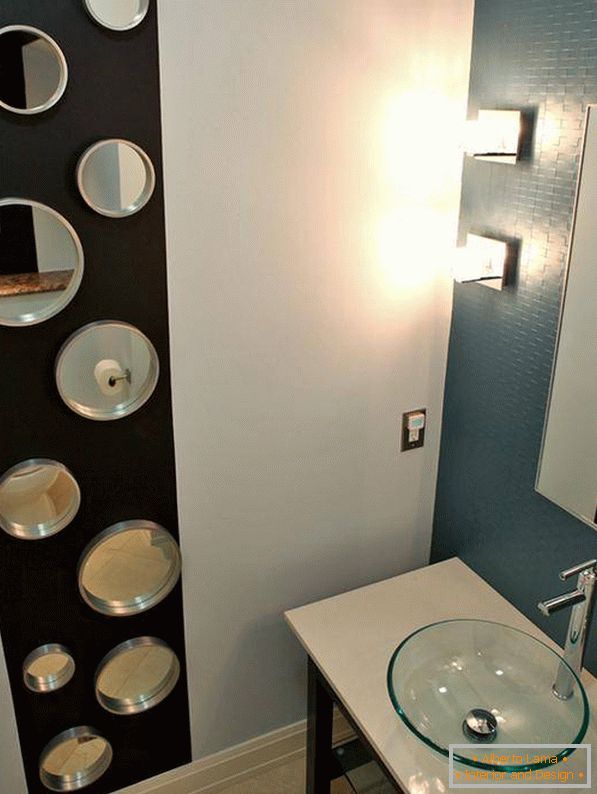 Small bathroom with mirrors