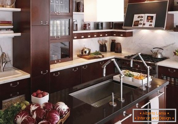 Kitchen design in a small apartment - photo with an island