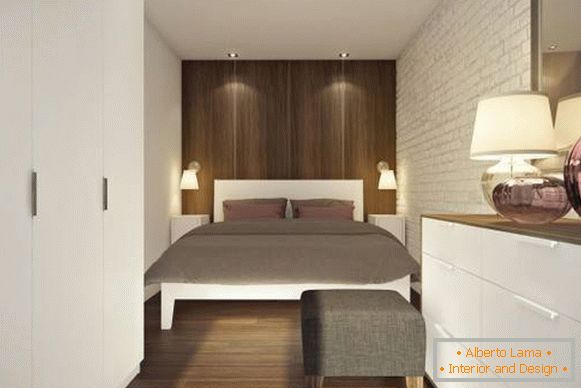 Design of a bedroom in a two-room studio apartment of 45 sq m