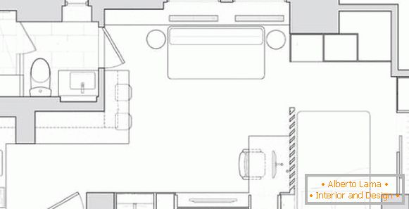 Design apartment project of 40 sq. M - a scheme of rooms