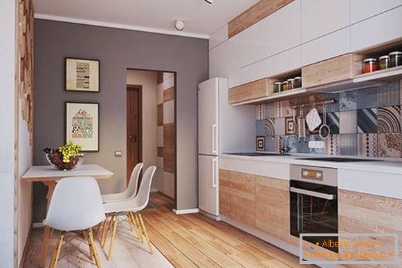Comfortable kitchen in the design studio apartment 40 sq m