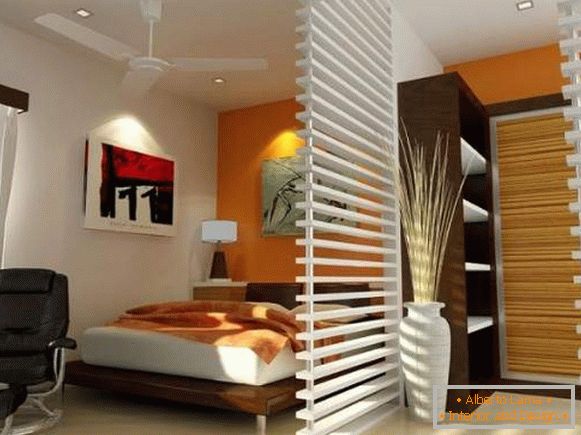 One-room apartment design - how to separate the bedroom with a partition