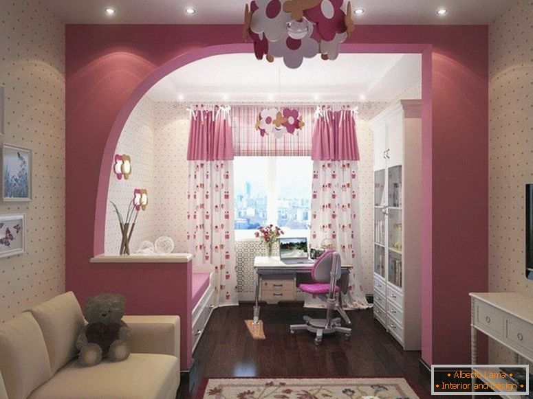 Design of one-room apartment for parents and daughter