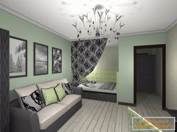 Design of one-room apartment in modern style - фото 7
