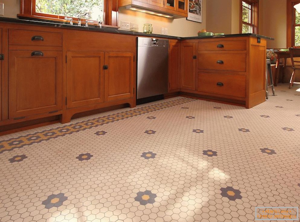 Mosaic floor in the kitchen