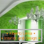 Green color in the interior of the living room
