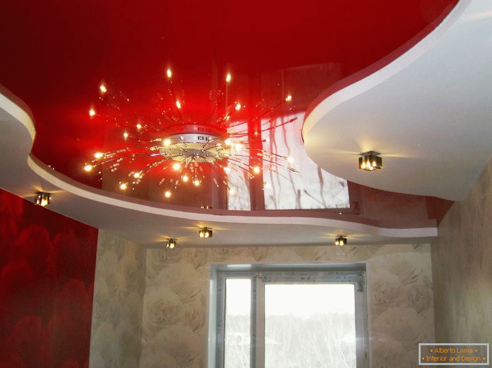 Red color in the ceiling design
