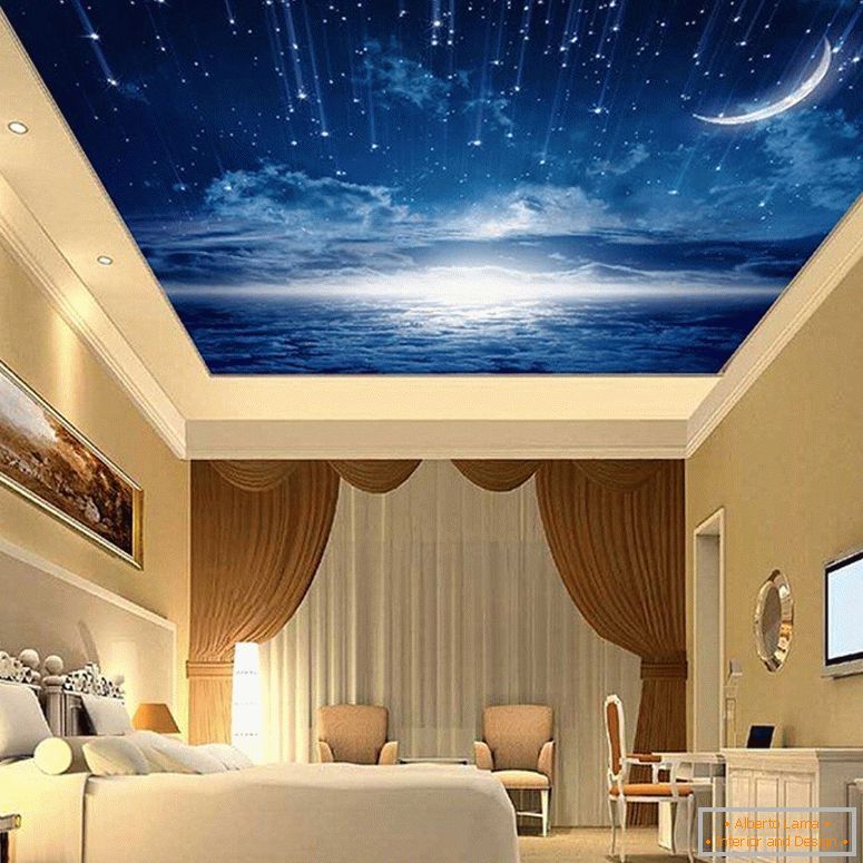 Landscape on the ceiling of the bedroom
