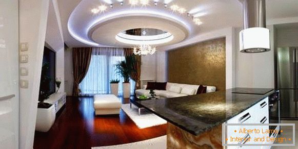Design of ceilings from plasterboard 10 идеи