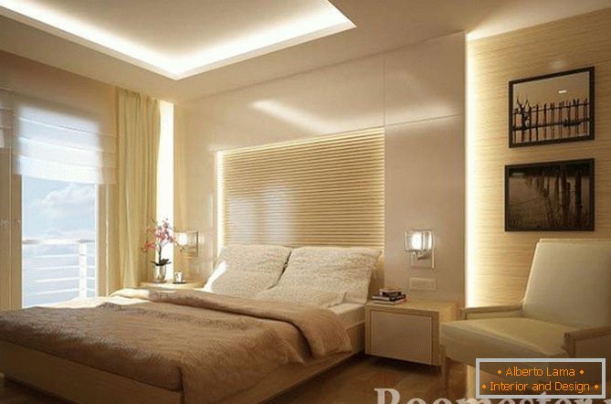 Ceilings from plasterboard with LED backlight