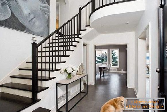 hallway in the house with a staircase photo design, photo 36
