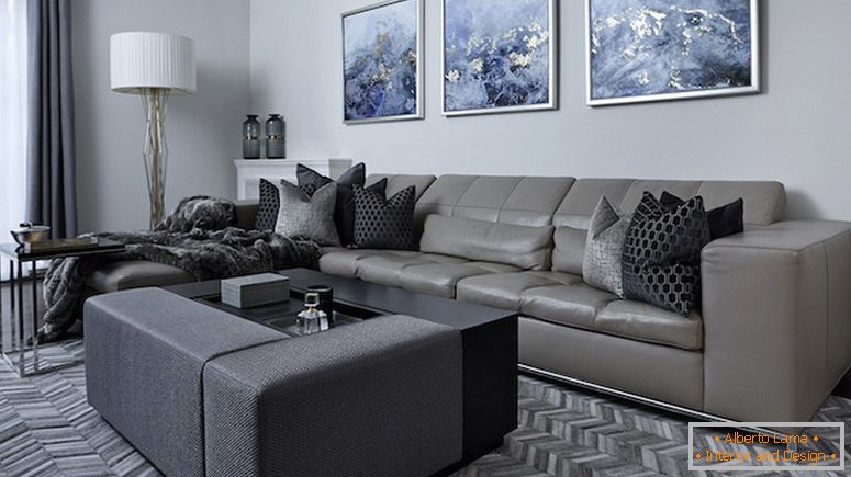 Interior of living room в серых тонах