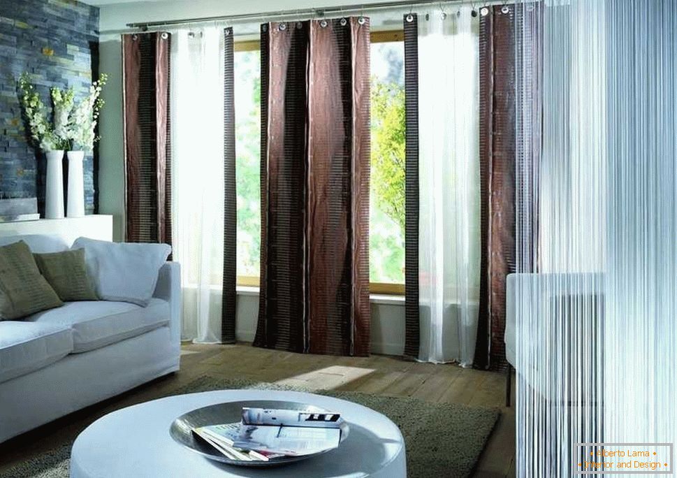 Chocolate curtains in combination with white furniture