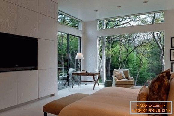 Eco-friendly bedroom style with large windows