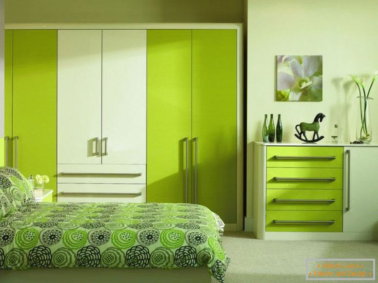Bedroom interior light green color