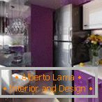 Lilac walls and furniture in the kitchen