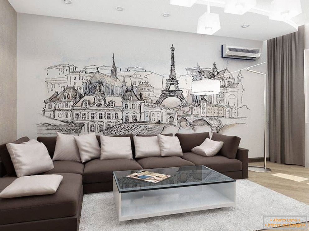 Design of the living room with wall decoration
