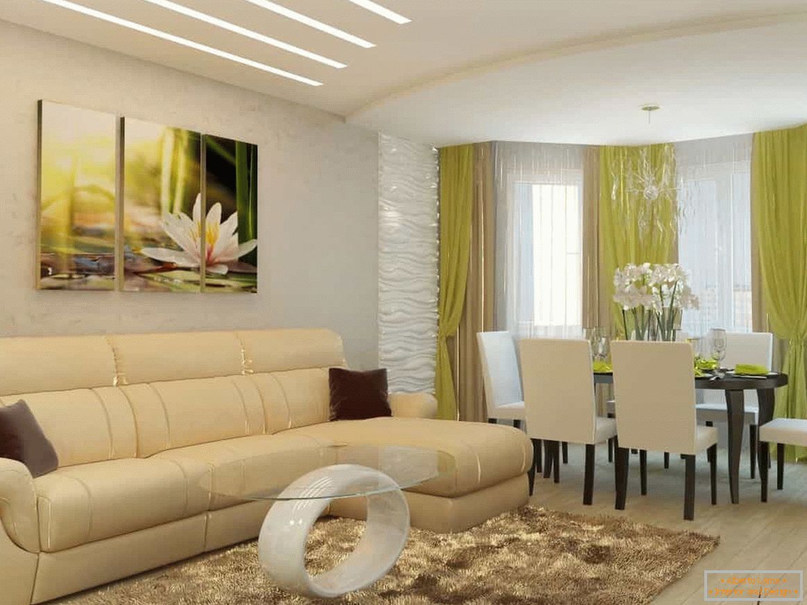 Living room in the design of a three-room apartment