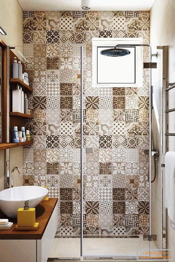 Imitation mosaic in the bathroom without a toilet