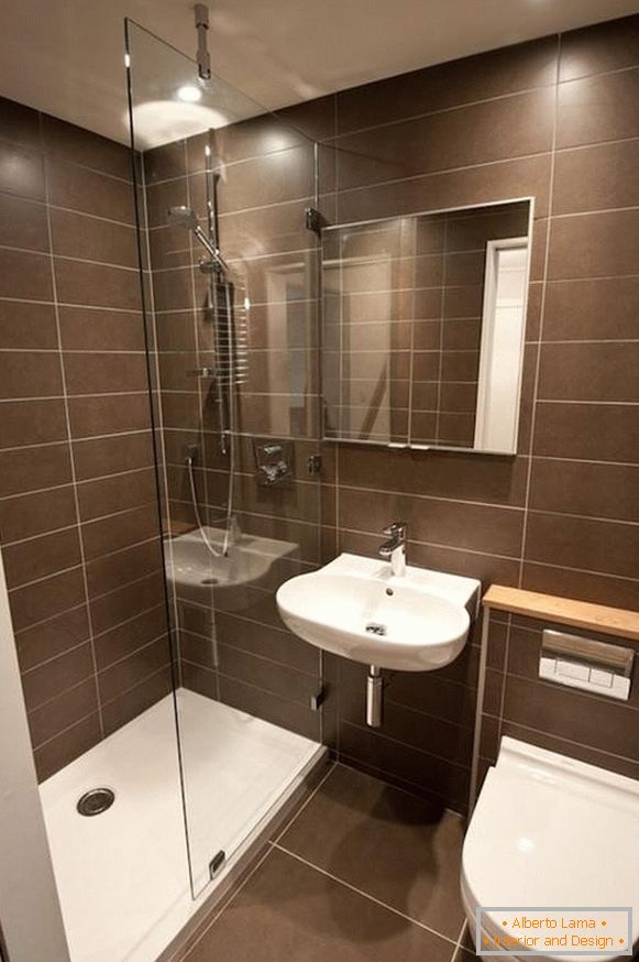 Shower cabin in a small bathroom