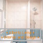 Bathroom design with tiles of two colors