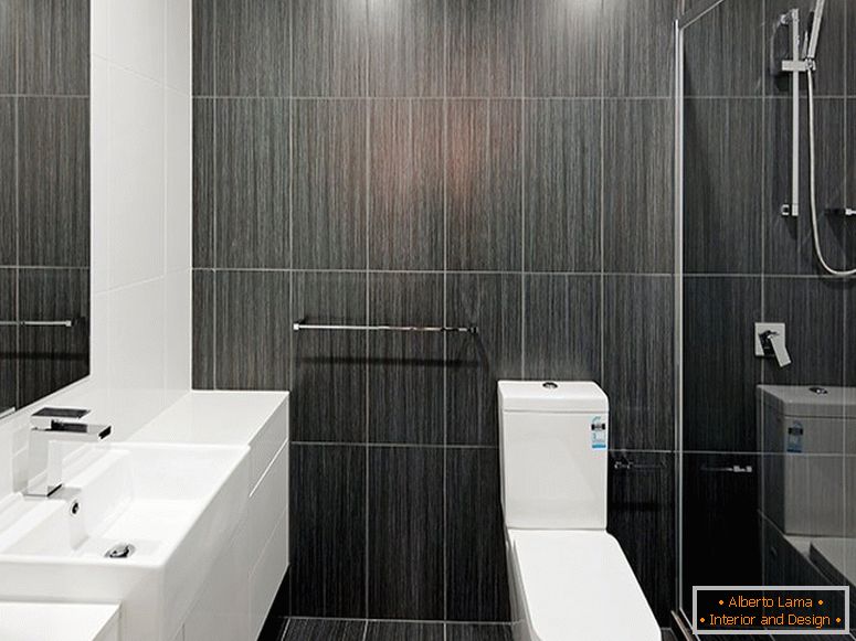 Black walls in the bathroom with toilet